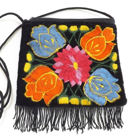 embroidered mini fringe purse